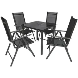 VCM 5-tlg. Garten-Sitzgruppe 80 cm Tisch grau