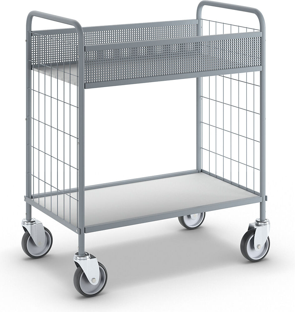 kaiserkraft Büro-Etagenwagen, Tragfähigkeit 150 kg, Ladefläche LxB 770 x 425 mm, 2 Etagen, Etagenhöhen 240 / 750 mm