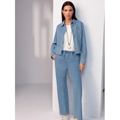 Jeansbluse HEINE, Damen, Gr. 40, blau (blau, bleached), 72% Baumwolle, 27% Polyester, 1% Elasthan, unifarben, Blusen Jeansbluse