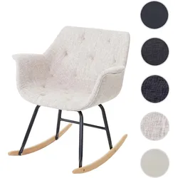 Schaukelstuhl Malmö T820, Schwingsessel Relaxsessel ~ Textil, creme/grau