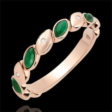 Edenly Trauring Felicitas - Malachit und Diamanten - 750er RosÃ©gold