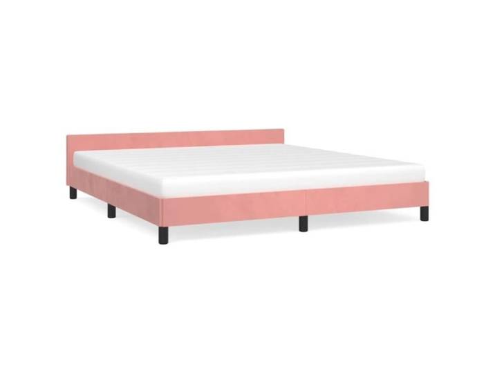 Cadre de lit - FAFEICY - Rose 160x200 cm - Velours et bois d'ingénierie