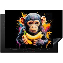 HERDABDECKPLATTE Affe - Graffiti - Farbenfroh - Bananen - Modern Glaskeramikkochfeldabdeckung 76x51.5 cm