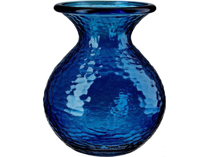 Tischvase GILDE Vase bauchig Pietro , blau (dunkelblau), B:29cm H:33cm T:29cm Ø:29cm, Glas, Vasen, Tischvase