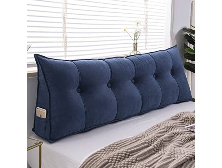 BOMATY Getuftetes Rückenlehnenkissen, dreieckiges Kopfteil-Kissen, großes Leinen-Tagesbett-Kissen, Rückenlehne, Nackenrolle mit abnehmbarem Bezug, für Bett, Sofa, Stuhl