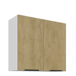 Küchen Hängeschrank 80 cm CREMONA Eiche + Weiß Küche Küchenzeile Küchenblock