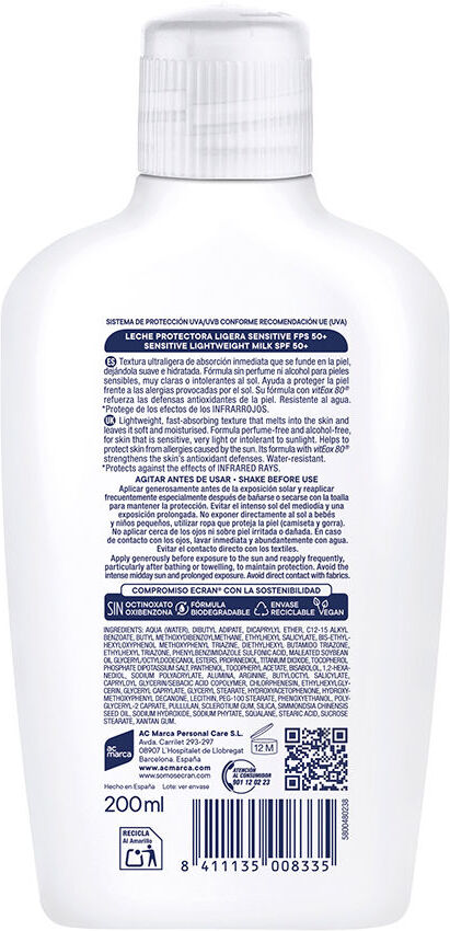 Ecran Sunnique Sensitive latte protettivo Spf 50+ 200 ml