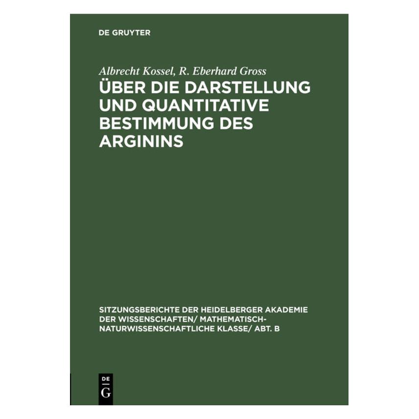 De Gruyter Kossel:Ãber die Darstellung und quantit (Deutsch, Hardcover, Albrecht Kossel, R Eberhard Gross) (67775997)