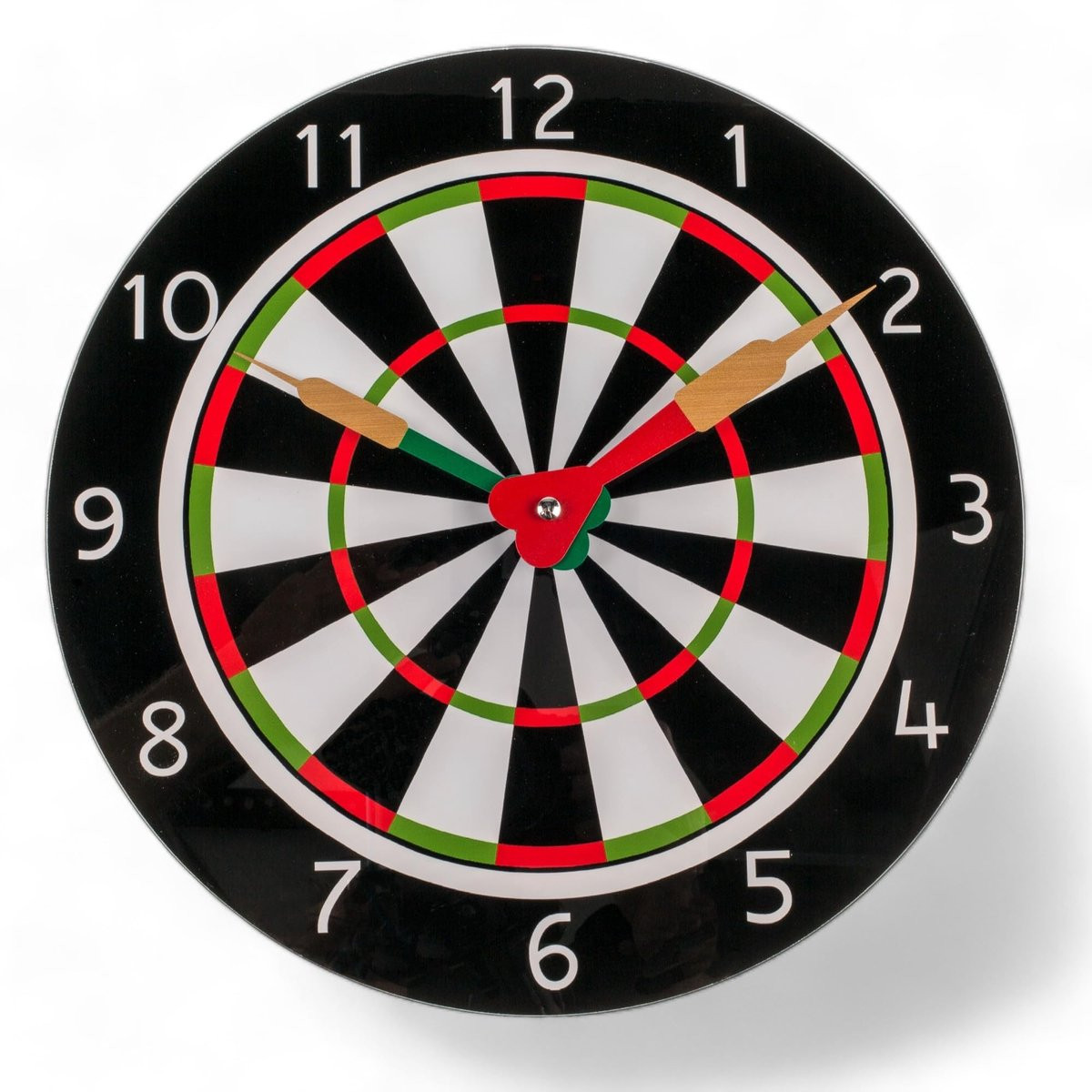 Dailygoods Dailygoody Wandklok Dartbord met Uniek Glasdesign - Ø 30 cm
