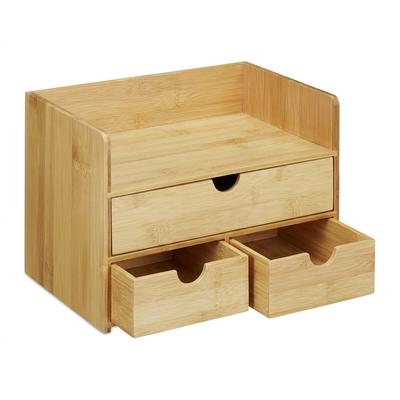 Relaxdays Schreibtisch Organizer, Bambus Briefablage, Schubladen für Büro Utensilien, Ordnungssystem Schreibtisch, Natur