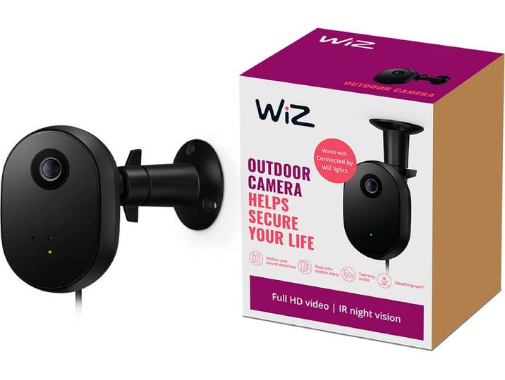 WiZ Slimme Buitencamera - Home Monitoring - Live video stream - Tweerichtingsaudio - Directe meldingen - Beweging- en geluidsdetectie - Koppel met je slimme WiZ verlichting - Nachtzicht
