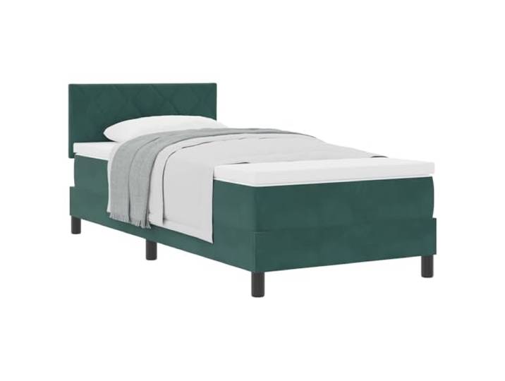 KKgypkn Boxspringbett mit Matratze Dunkelgrün Samt 90 x 190 cm – Modernes Boxspringbett mit höhenverstellbarem Kopfteil, Lattenrost und Kunstleder-Kopfteil für zeitgemäße Schlafzimmer