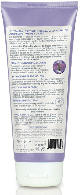 Clearé Institute Máscara matificante violeta 200 ml