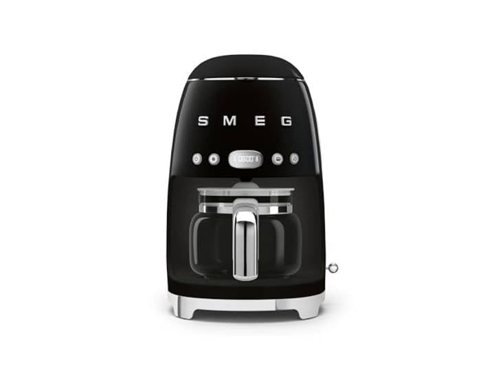 Smeg, DCF02BLEU, Filter-Kaffeemaschine, Aroma und Autostart-Funktion, Glaskaraffe bis 12 Tassen, 2 Intensitätsniveaus, Warmhaltefunktion, 1050W, Schwarz