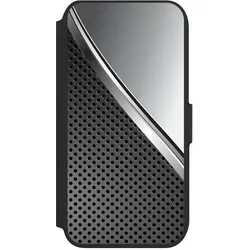 Nivocase Klapphülle für Apple iPhone 8 Handyhülle aus Kunst Leder NIVOflip schwarz Carbon Metall Stahl (Apple iPhone 8), Smartphone Hülle, Schwarz