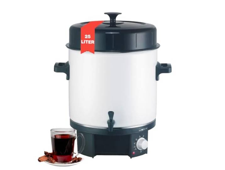 Clatronic® 2in1 Machine à boissons chaudes & à mettre en conserve avec réservoir de 25L Cocotte pour p.ex. vin chaud ou punch avec émaillage & robinet de vidange intégré 1800W EKA 3338