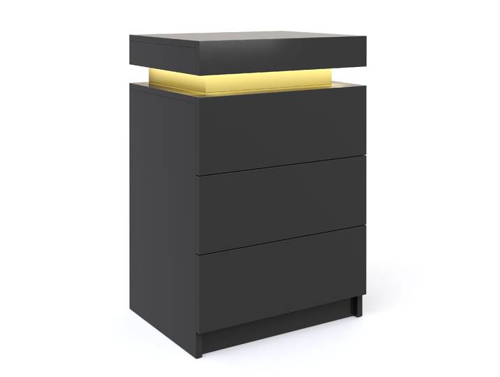 Nachttisch LED MOYA 3 Schubladen schwarz