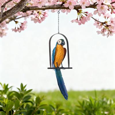 Hi-Line Metal Hanging Blue & Gold Macaw Statue