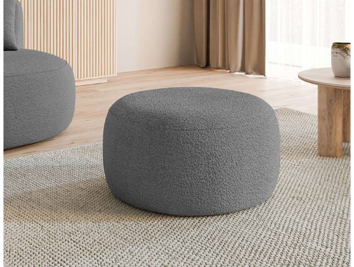 homsy by Ana Johnson Polsterhocker PEBBLA Rundhocker, modernes Design, Bezug- Boucle oder Struktur (verschiedene Bezugsqualitäten), Durchmesser 70 cm, passend zum Sofa der Serie