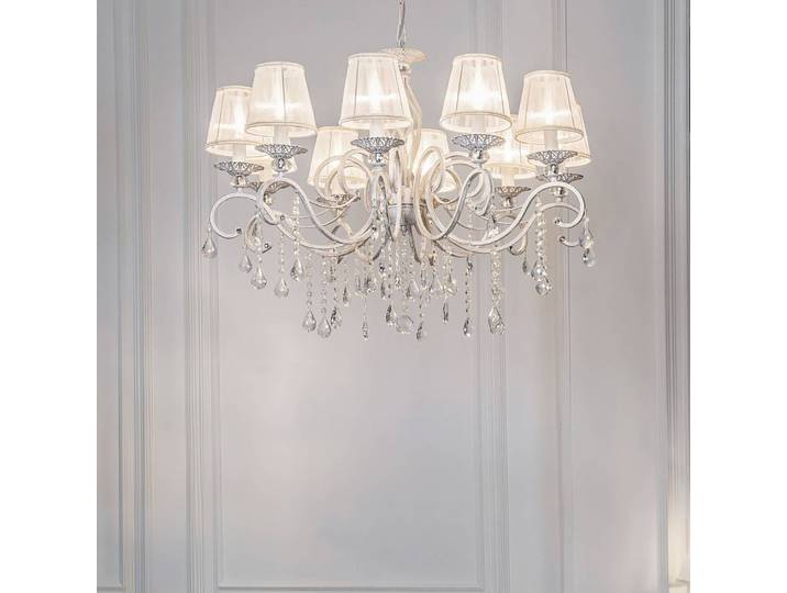 Lustre Grace - Type A Ø 85cm Blanc 10 Tissu mélangé E14