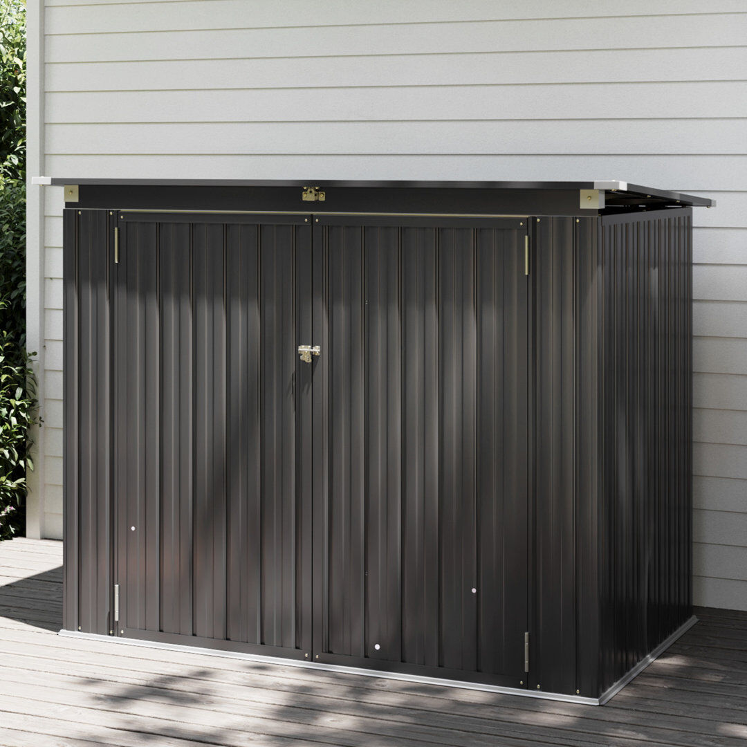 JolyDale 5.7 Ft. W X 3 Ft. D Galvanized Steel Horizontal Garage Shed Black 172cm W X 95.3cm D X 129.8cm H