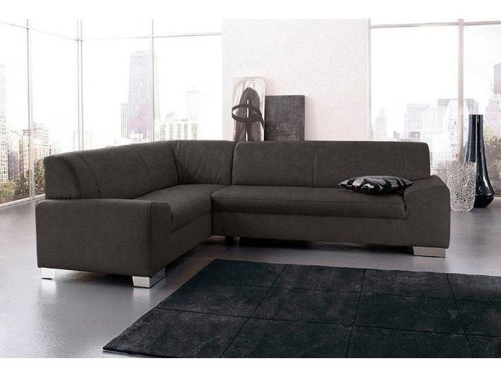 Ecksofa, 249x181 cm, Microfaser, Anthrazit, Mit Bettfunktion, Klassisch, Domo-collection