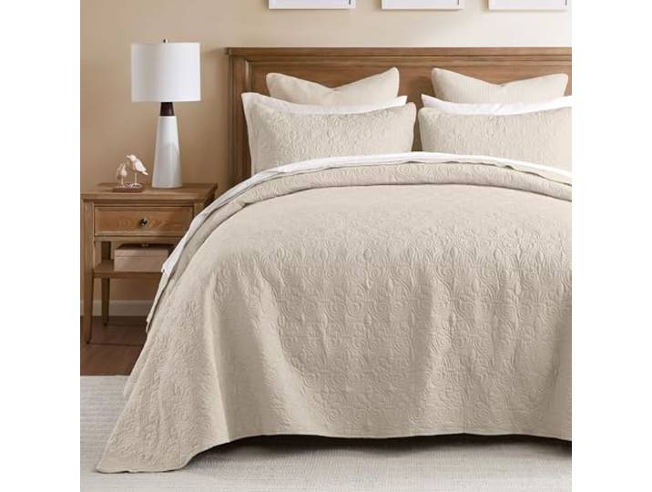 Madison Park Steppdecken-Set für King-Size-Bett, Damastmuster im