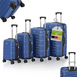 Juskys Hartschale Kofferset Rom Reisekoffer 4 teilig - Zahlenschloss, 360° Rollen - Blau