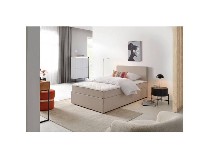 P & B Boxbett, Sandfarben, Kunststoff, H2, 120x200 cm, Schlafzimmer, Bett, Einzelbetten