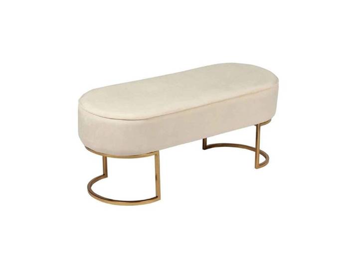 Banc Design en Velours  Pera  105cm Crème & Or