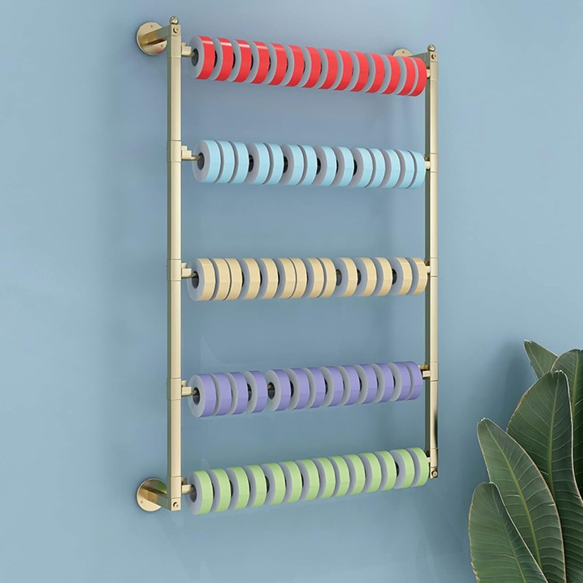 7-laags Linthouder Rek Goud - Wandmontage Sjaalhouder - L60 x H90 cm