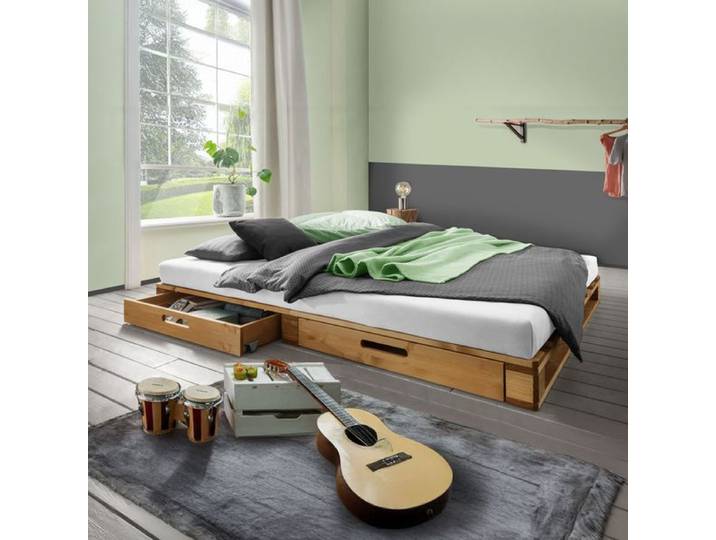 Palettenbett Nimba Kiefer Massivholz mit Schubkasten 140x200 cm