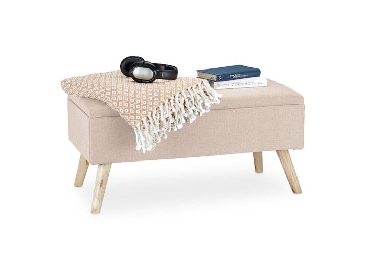Gepolsterte Sitzbank mit Stauraum Beige-Hellbraun
