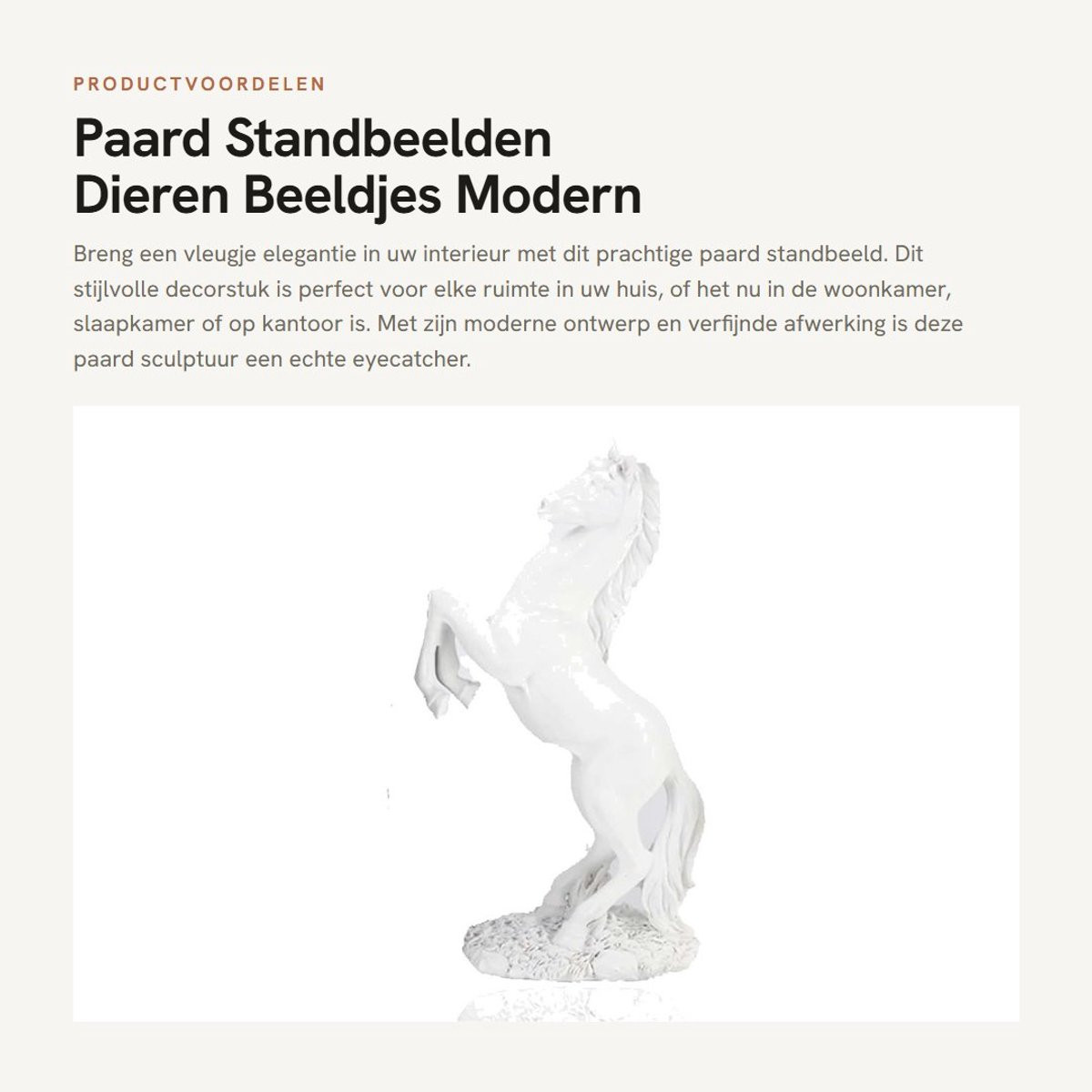 Allecto Paard Standbeeldje - Modern Wit Dierenornament voor op Tafel - 31.5 x 18 cm