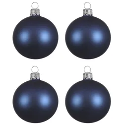 Christmas Decorations 4 Weihnachtskugeln 10cm Glas mundgeblasen Christbaumkugeln dunkelblau matt