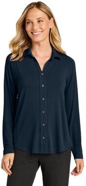 Port Authority LK5602 Women's Luxe Knit Button Tunic in River Blue Navy size XS   Rayon/Spandex