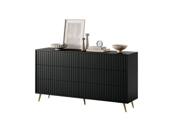 Selsey Kommode BELLO, Kommode mit Lamellenfront & Metallbeinen, mattes Design
