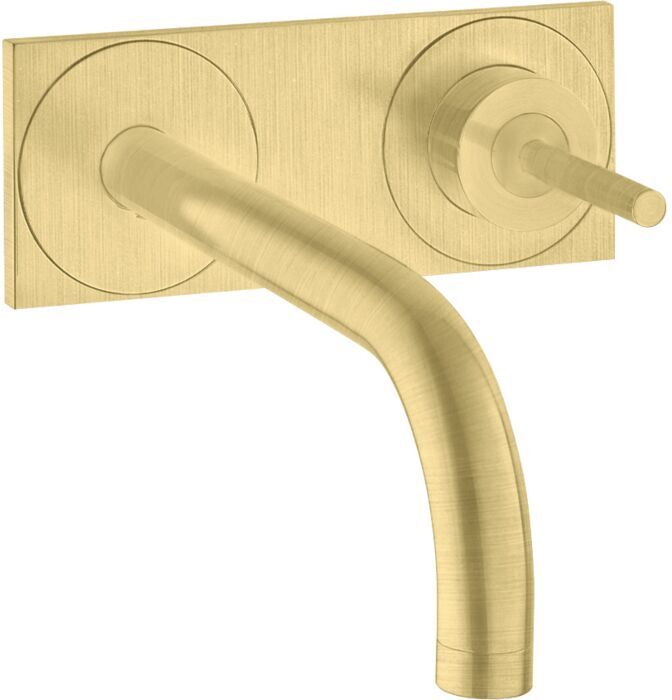 Hansgrohe Axor Uno Fertigmontageset 38112950 Unterputz-Waschtischarmatur, Pin-Griff, Platte, Ausladung 165 mm, brushed brass