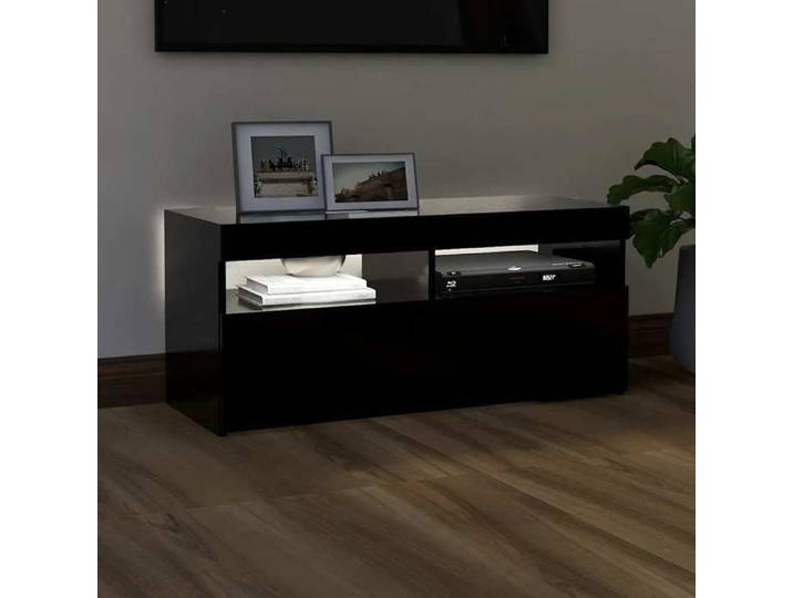 Moderne Armoire TV - Meuble TV - Banc séjour - avec lumières LED - noir 90x35x40 cm LV2550