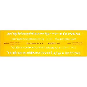 Aristo Schablone AR5305 DUO-COMBI Schriftschablone, Schrifthöhen 3,5 und 5 mm