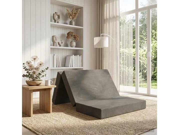 Klappsofa Bett 100 x 67 x 45 cm Hellgrau Faltbares Schlafsofa, Polyesterbezug mit Reißverschluss, Schaumstoffpolsterung, manueller Mechanismus