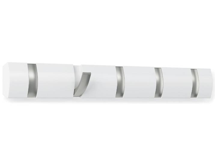 Garderobenleiste UMBRA Flip , bunt (silberfarben, weiß), B:51cm H:0,6cm T:0,3cm, Eisen, Garderobenhalter, Garderobenleiste, Herkunftsland Holz: China