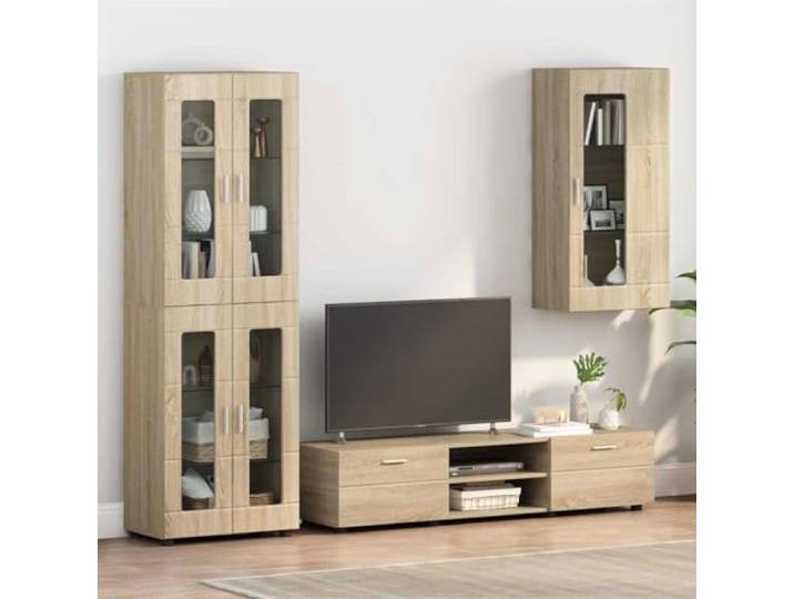 HKQWPBF Holzschrank Sonoma-Eiche Holzwerkstoff, Standschrank mit Fächern Rechteckige Form, matte Oberfläche, klare Linien, vielseitig nutzbar, einfache Reinigung