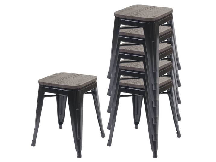 HOCKER HOLZ-SITZFLÄCHE Schwarz