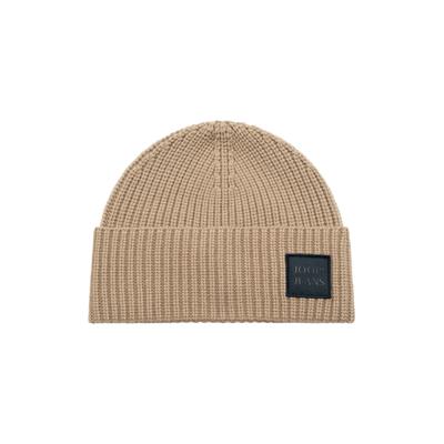 Strickmütze JOOP JEANS "Lucifo", Herren, beige (open braun), Strick, Viskosemischung, unifarben, Mützen Strickmütze, weiches Material, breiter Umschlag