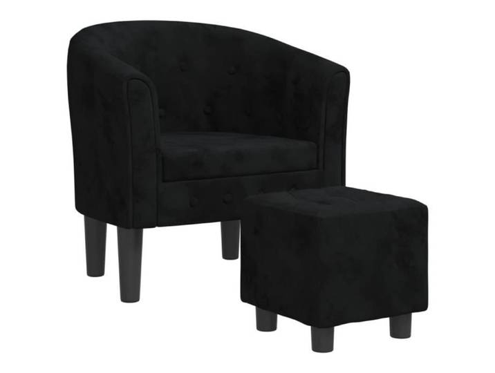 Fauteuil cabriolet - GAROSA - Noir - Velours - Repose-pied inclus - Design contemporain