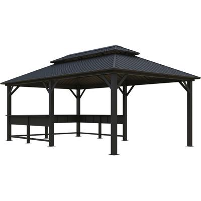 Pavillon SOJAG "Bondi 1220 Schwarz", schwarz, B/H/T: 363,8cm x 307cm x 598,7cm, Pavillons, 598,7x363,8x307cm