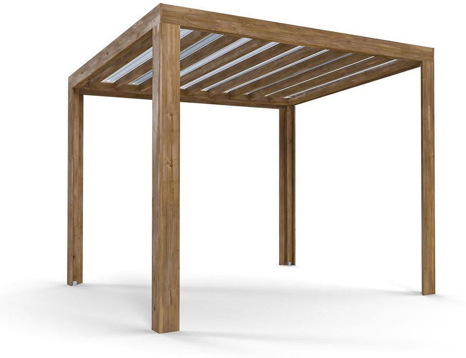 Dunster House Pergola with Roof Pressure Treated Wooden Outdoor Canopy Shelter TerraCube Wood 244" H x 245" W x 350" D