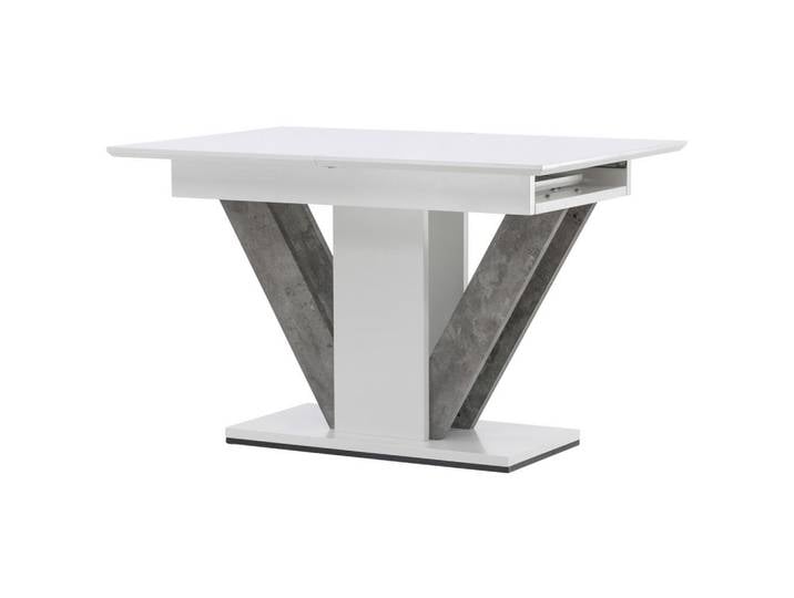 Livetastic Esstisch, Grau, Weiß, Pappel,Pappel, furniert, Uni, rechteckig, Sockel, 80x76x120 cm, Esszimmer, Tische, Esstische