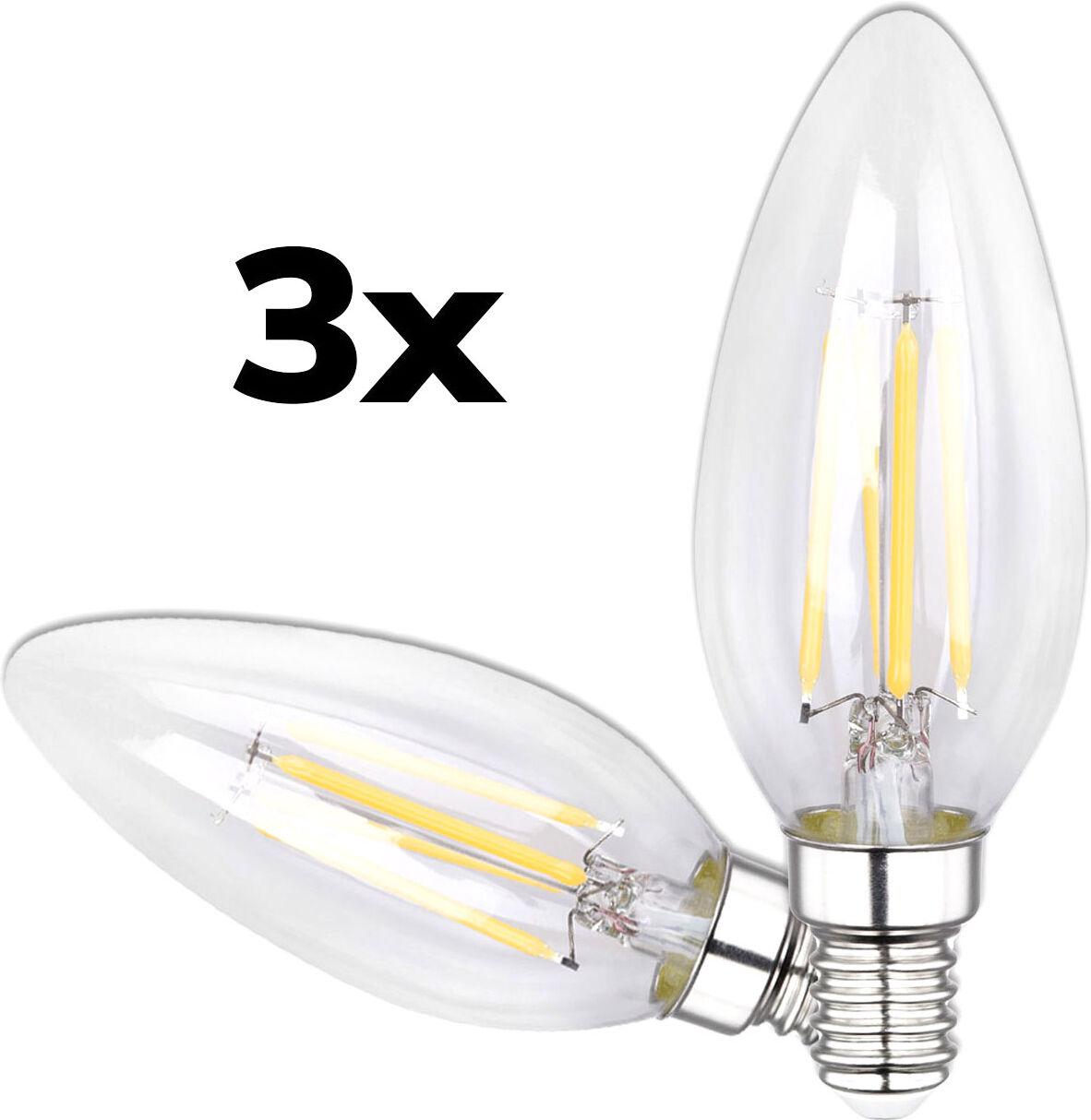Isoled E14 Led Kerze, 4w, Klar, Warmweiß, 3er Pack